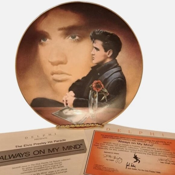 Vintage Elvis Presley Plate -"ALWAYS ON MY MIND" by Delphi With COA - Picture 1 of 9